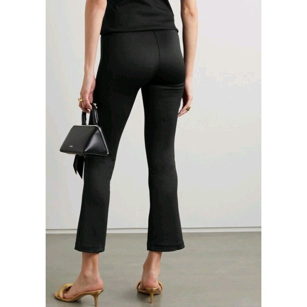 SPRWMN Scuba Crop Flare Pants Black Thick Zipper Waist Sz S Sexy Designer City - Picture 2 of 7